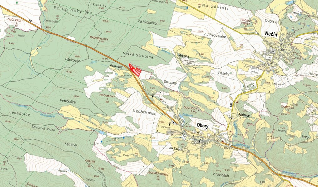 Prodej pole 8 445 m², Obory – náhled fotky 2