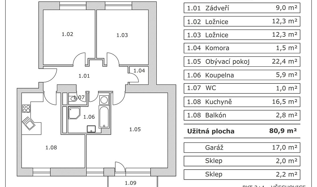 Prodej bytu 3+1 81 m², Všechovice – náhled fotky 6