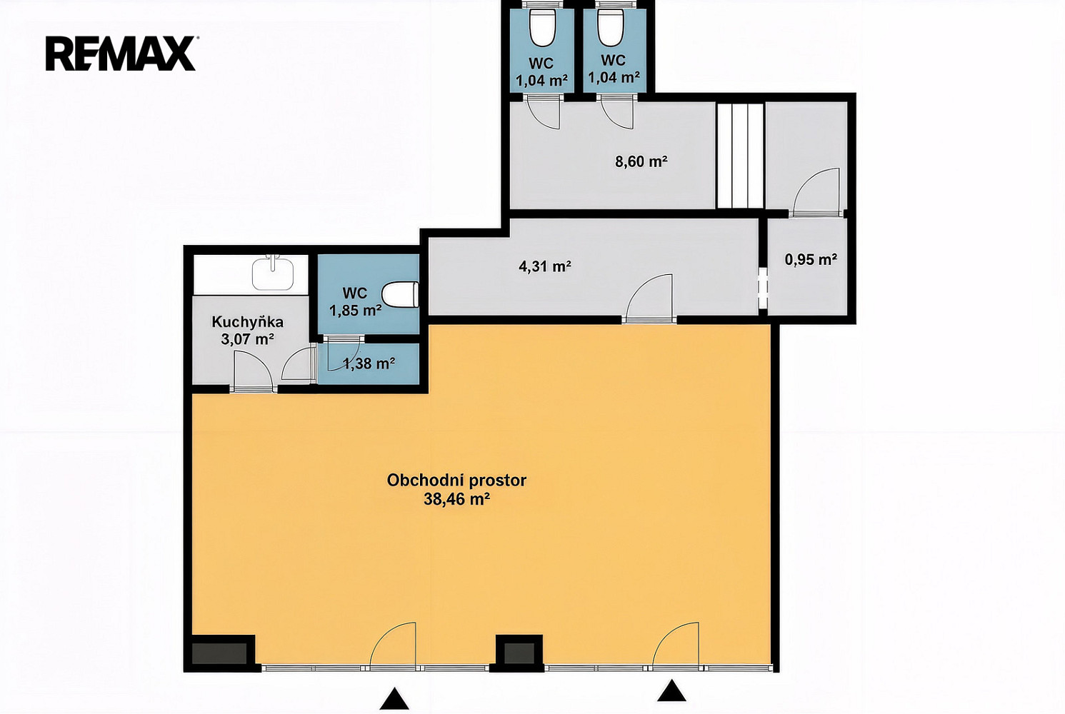 Pronájem obchodních prostor 60 m² – pohled 3