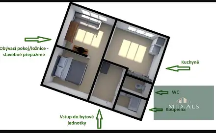 Pronájem bytu 1+1 39 m²