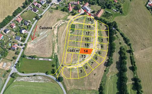 Prodej stavebního pozemku 1 083 m², Rynárec, okres Pelhřimov