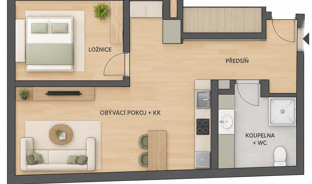 Pronájem bytu 2+kk 41 m², Kladno – náhled fotky 11