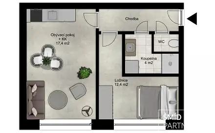 Pronájem bytu 2+kk 44 m²