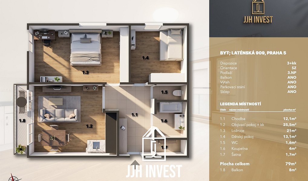 Prodej bytu 3+kk 79 m², Praha – náhled fotky 4
