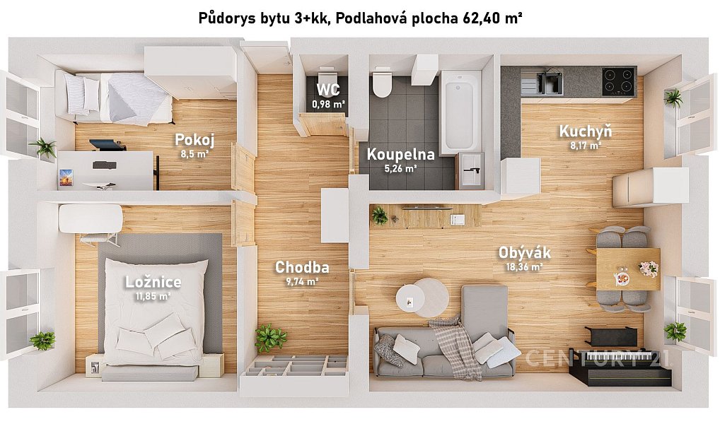 Prodej bytu 3+kk 62 m², České Budějovice – náhled fotky 22