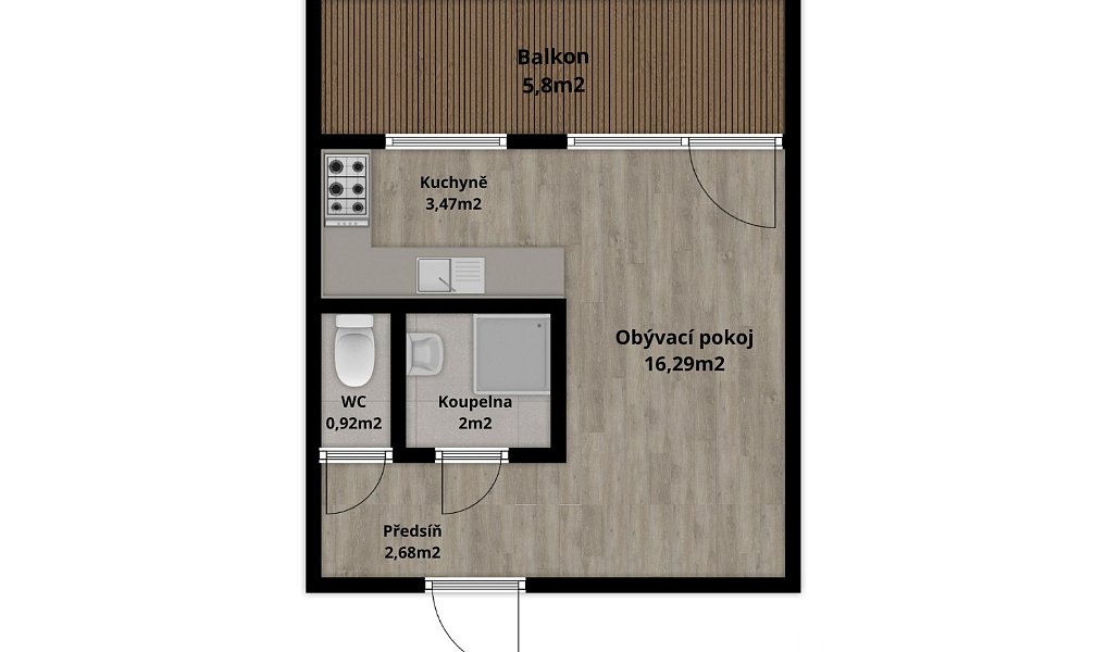 Pronájem bytu 1+kk 25 m², Zruč nad Sázavou – náhled fotky 5
