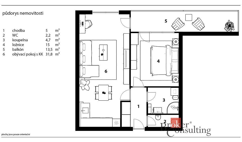 Pronájem bytu 2+kk 59 m², Pardubice – náhled fotky 4