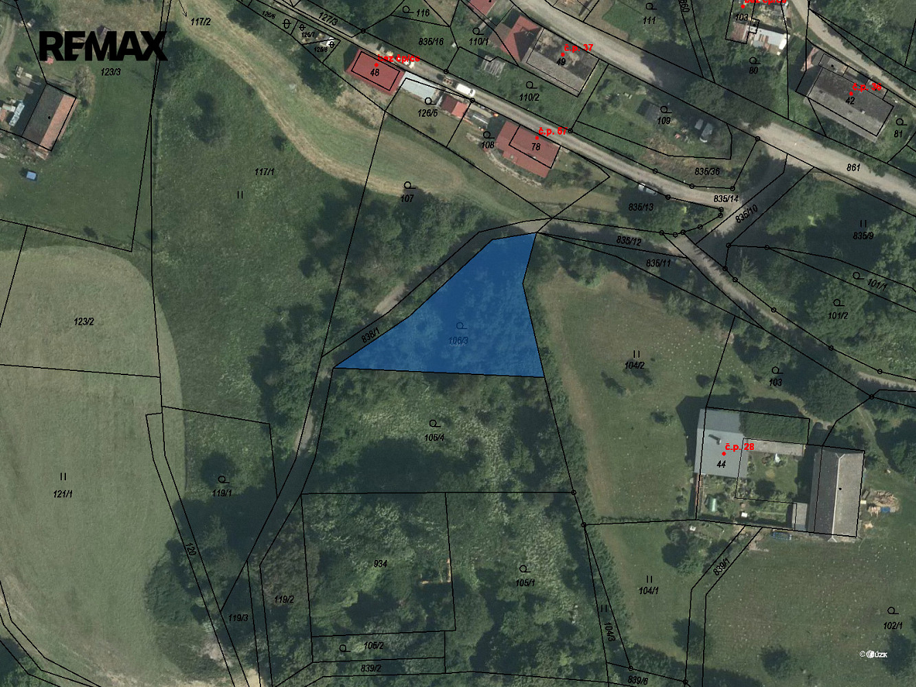 Prodej stavebního pozemku 845 m² – fotografie 3