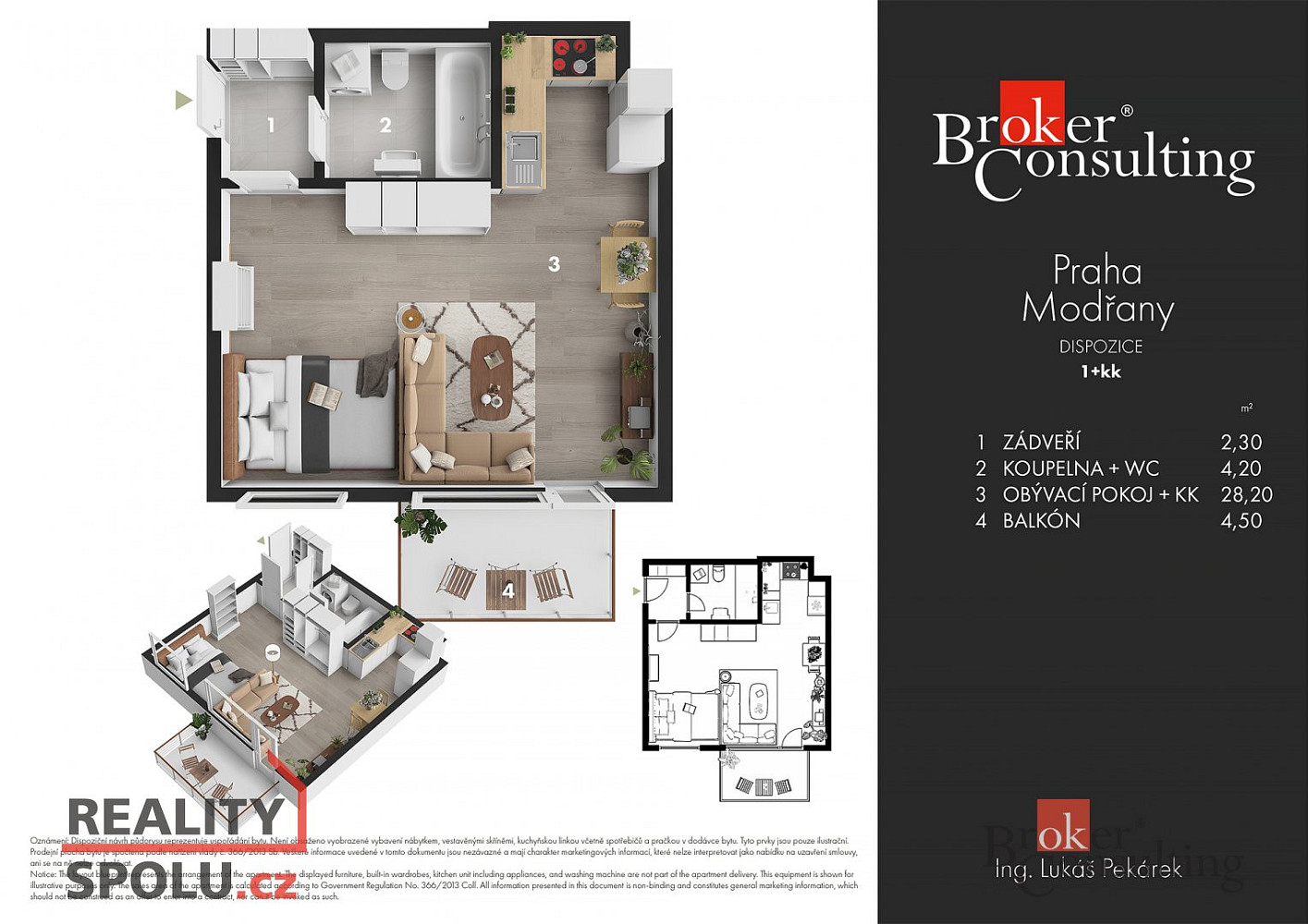 Pronájem bytu 1+kk 37 m² – fotografie 3