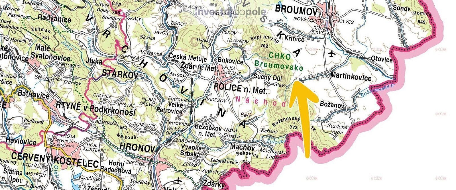 Prodej stavebního pozemku 1 629 m² – pohled 4