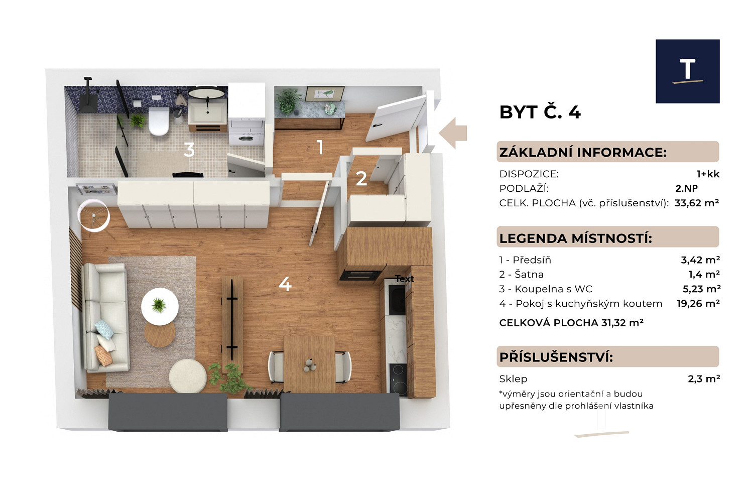 Prodej bytu 1+kk 31 m² – fotografie 3