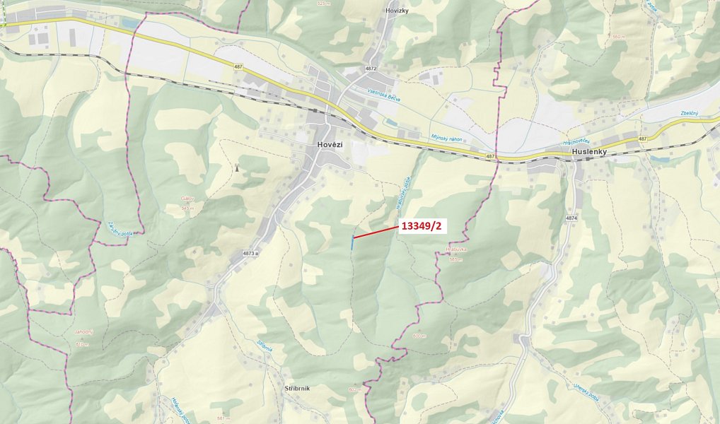 Dražba louky, 1344 m², Vsetín, Hovězí