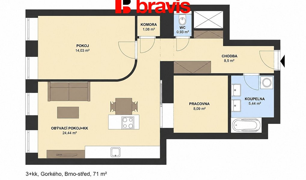 Prodej bytu 3+kk 71 m², Brno – náhled fotky 5