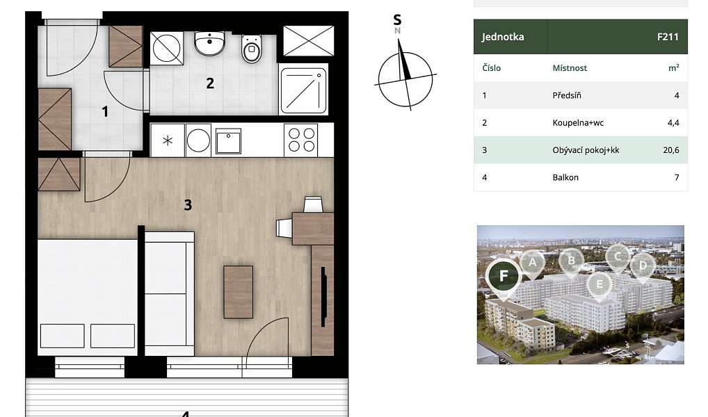 Prodej bytu 1+kk 31 m², Praha – náhled fotky 4