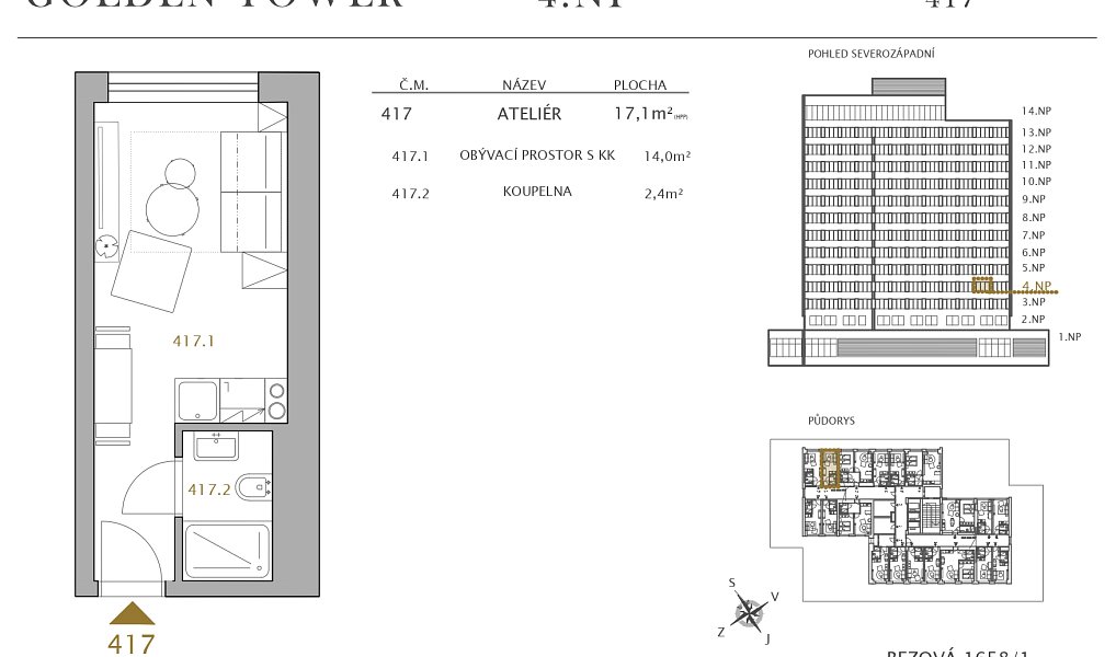 Prodej bytu 1+kk 17 m², Praha – náhled fotky 3