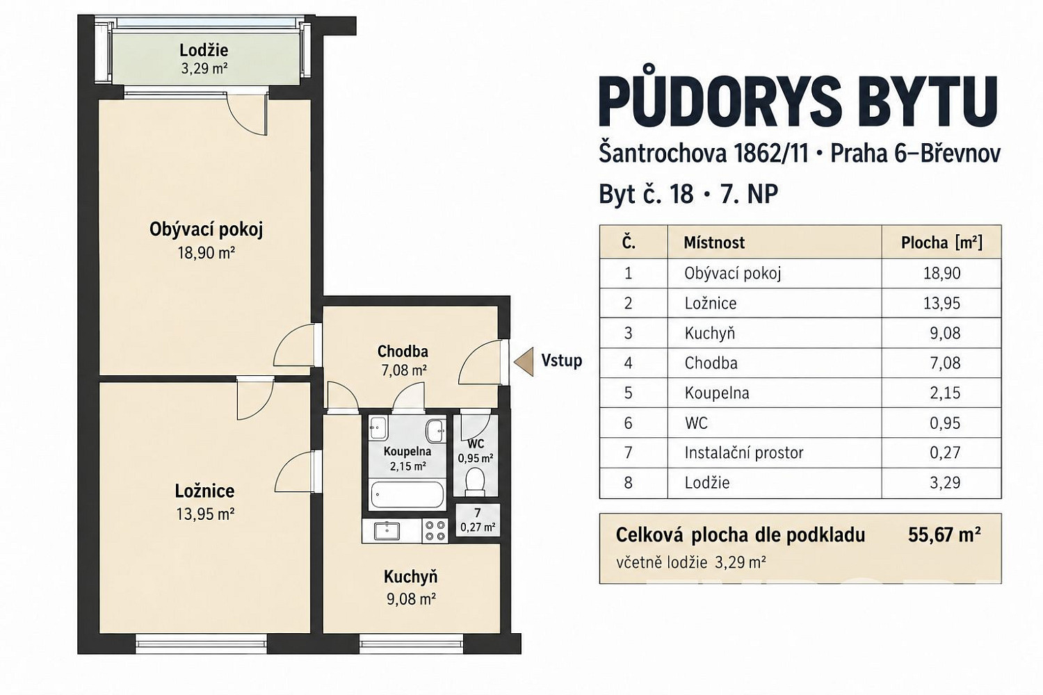 Prodej bytu 2+1 55 m² – fotografie 3