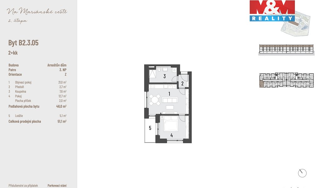 Prodej bytu 2+kk 46 m², Brandýs nad Labem-Stará Boleslav – náhled fotky 3