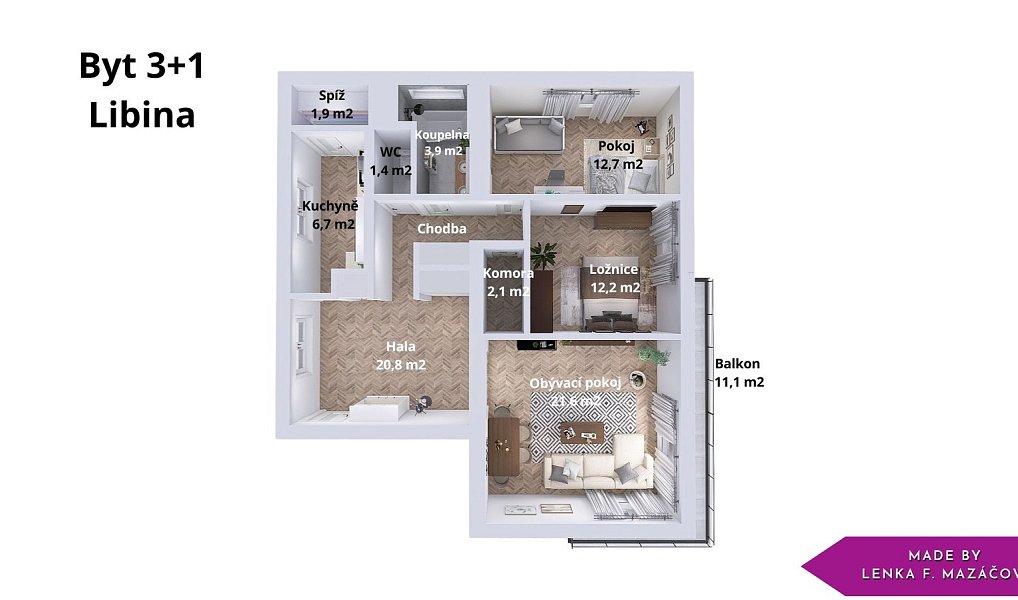Prodej bytu 3+1 83 m², Libina – náhled fotky 6