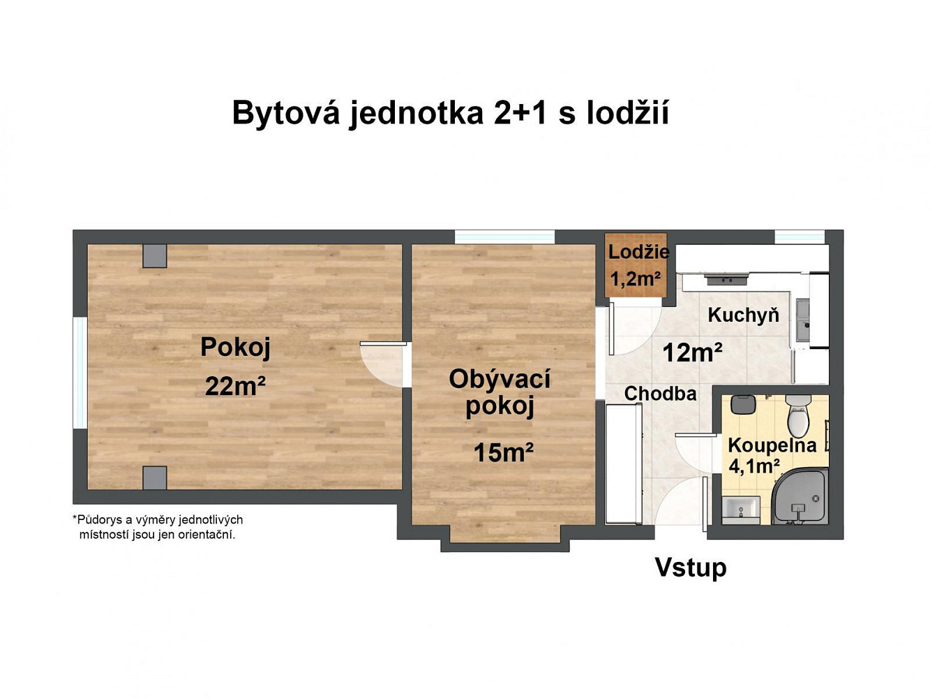 Pronájem bytu 2+1 56 m² — photo 2