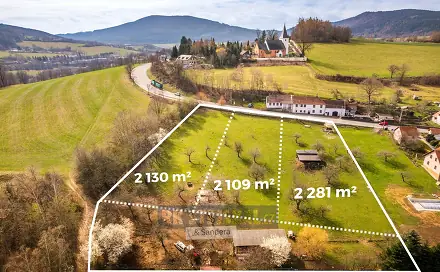 Prodej stavebního pozemku 2 282 m², Prachatice - Staré Prachatice