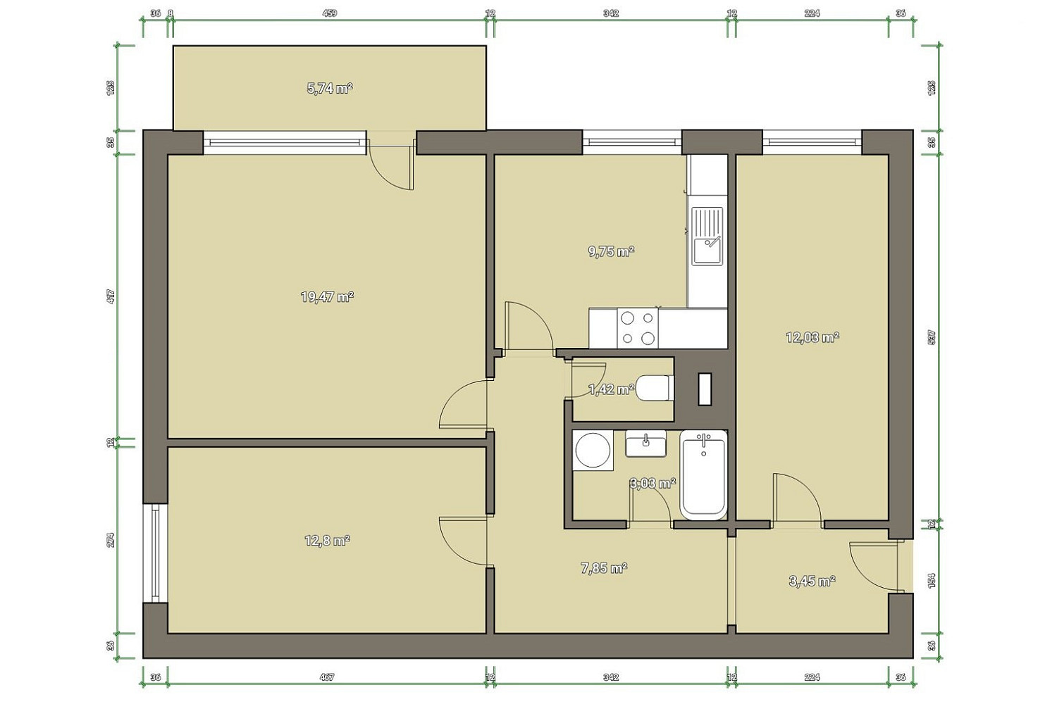 Prodej bytu 3+1 70 m² — photo 2