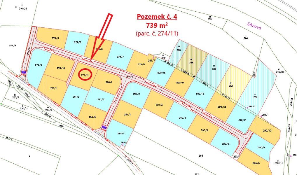 Prodej stavebního pozemku 739 m², Zruč nad Sázavou – náhled fotky 4