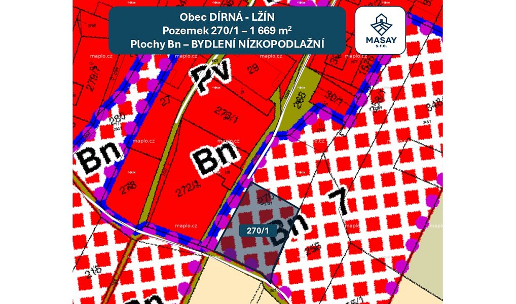 Prodej stavebního pozemku 1 669 m², Dírná – náhled fotky 2