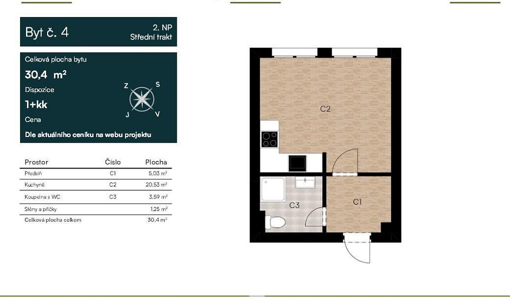 Pronájem bytu 1+kk 30 m², Přerov – náhled fotky 3
