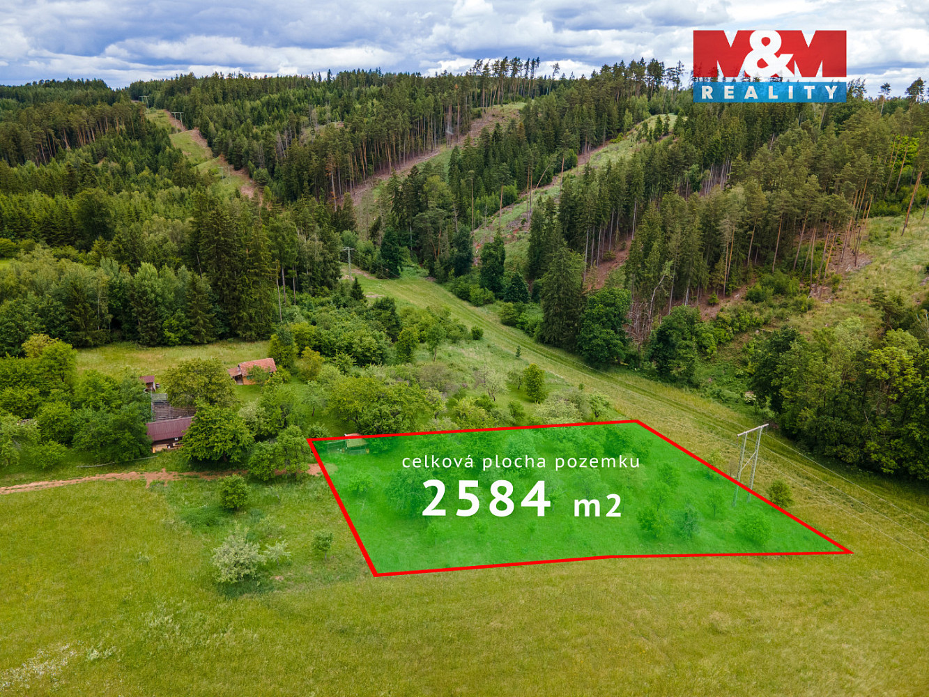 Prodej stavebního pozemku 2 584 m² – pohled 2