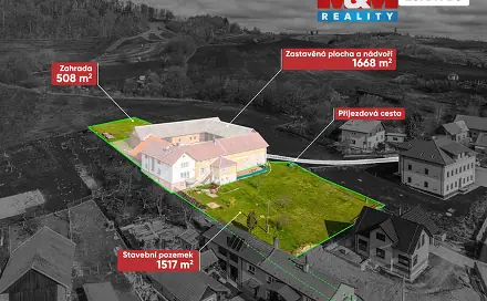 Prodej domu 600 m² s pozemkem 3 693 m², Fulnek - Lukavec, okres Nový Jičín