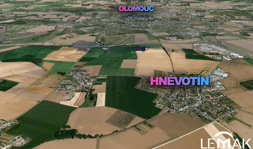 Prodej stavebního pozemku 1 488 m², Hněvotín – náhled fotky 2