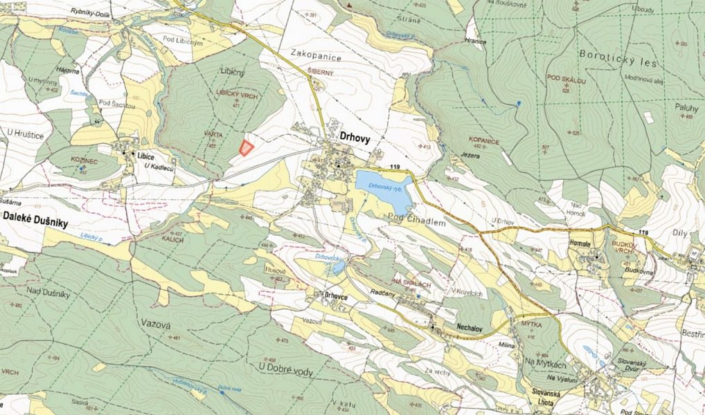 Prodej pole 8 220 m², Drhovy – náhled fotky 2