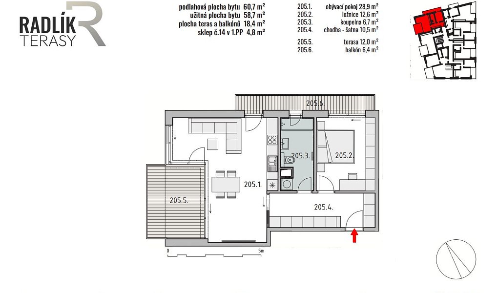 Prodej bytu 2+kk 58 m², Jílové u Prahy – náhled fotky 10