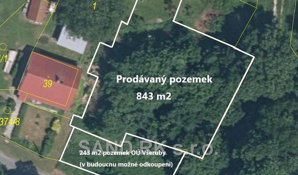 Prodej stavebního pozemku 843 m², Všeruby – náhled fotky 4