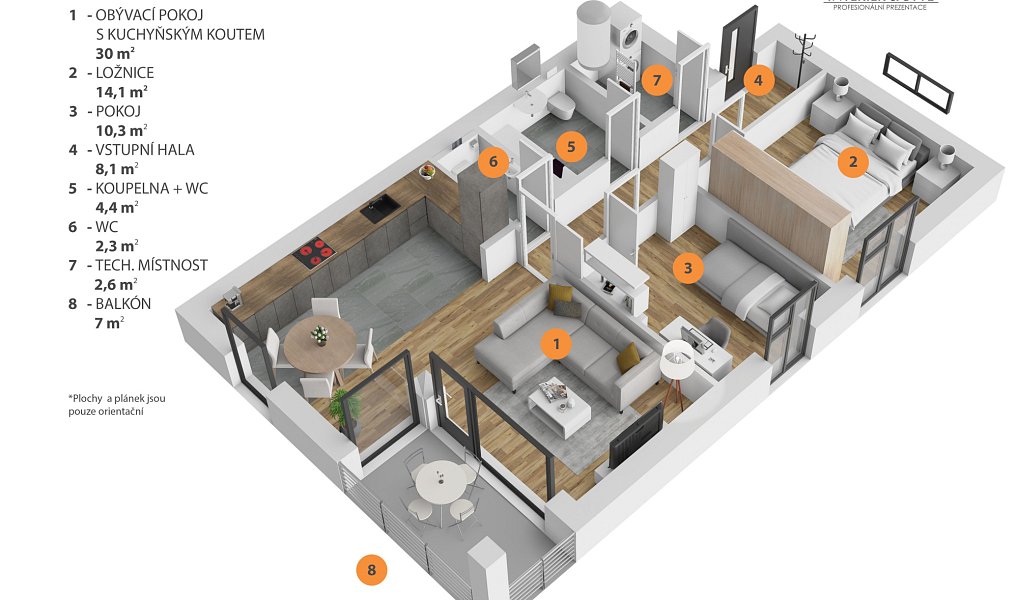 Prodej bytu 3+kk 73 m², Štěchovice – náhled fotky 2