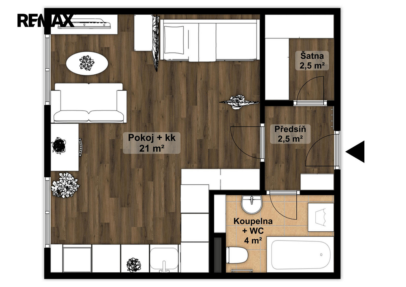 Pronájem bytu 1+kk 30 m² – fotografie 3