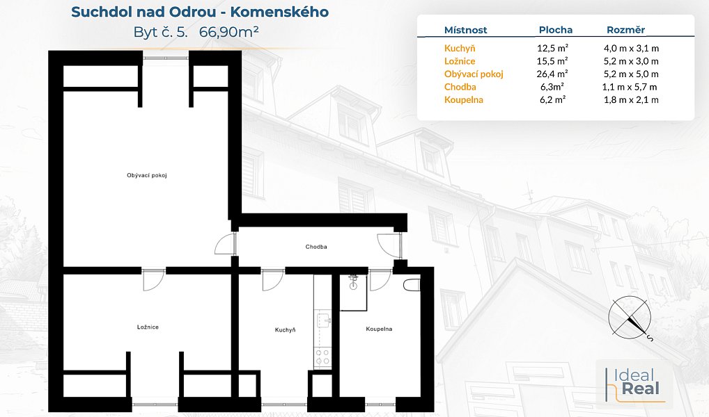 Prodej bytu 2+1 67 m², Suchdol nad Odrou – náhled fotky 2