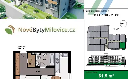 Prodej bytu 2+kk 57 m², Sportovní, Milovice - Mladá, okres Nymburk