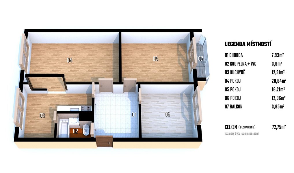Prodej bytu 3+1 73 m², Třebíč – náhled fotky 21