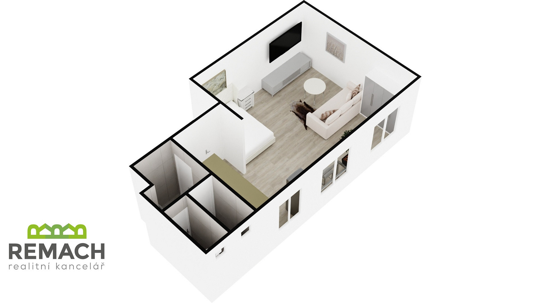 Pronájem bytu 1+kk 38 m² – fotografie 3