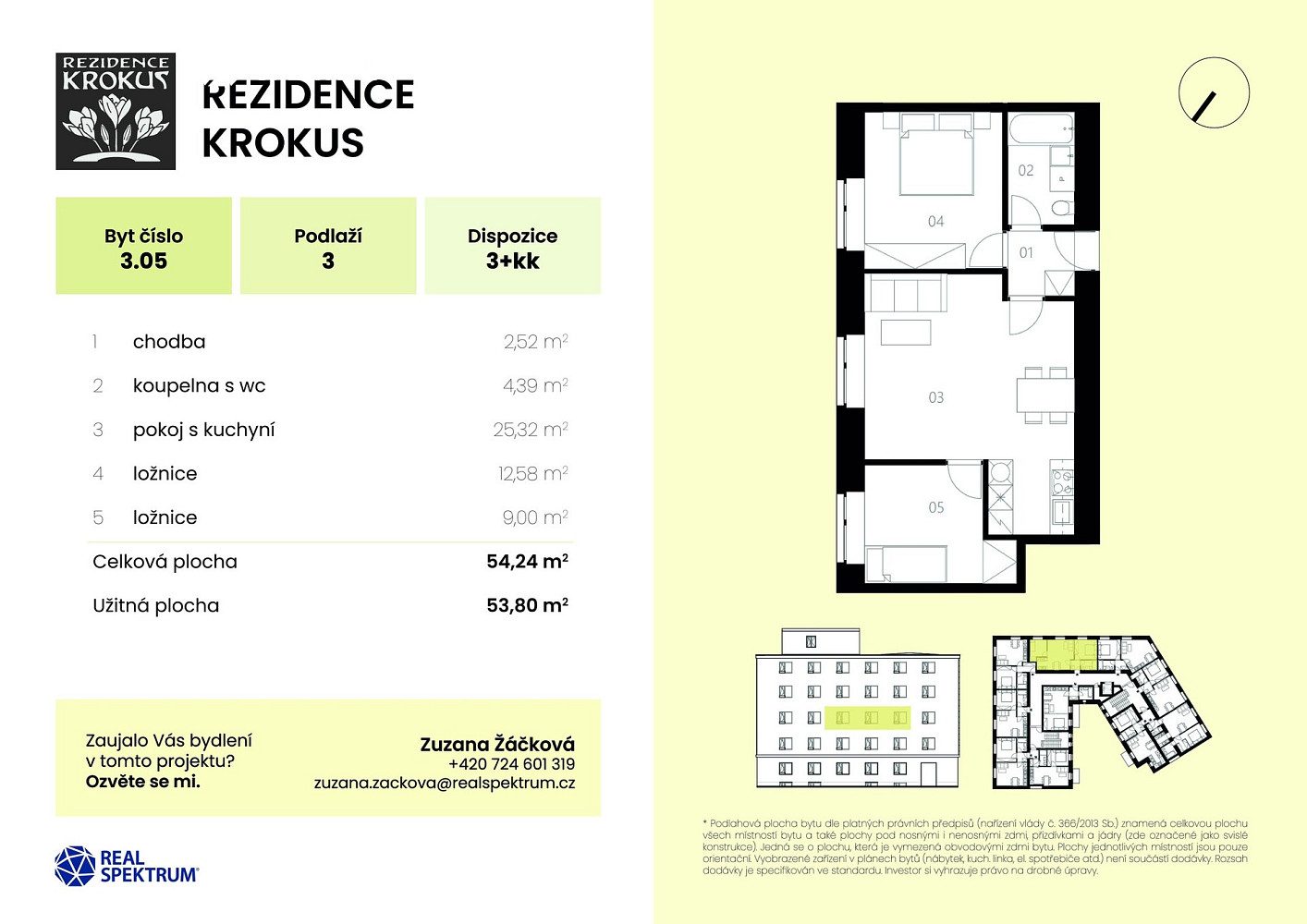 Prodej bytu 3+kk 54 m²