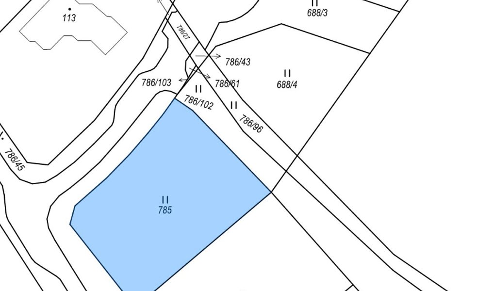 Prodej stavebního pozemku 1064 m2 , Třebíč - Račerovice — foto 2