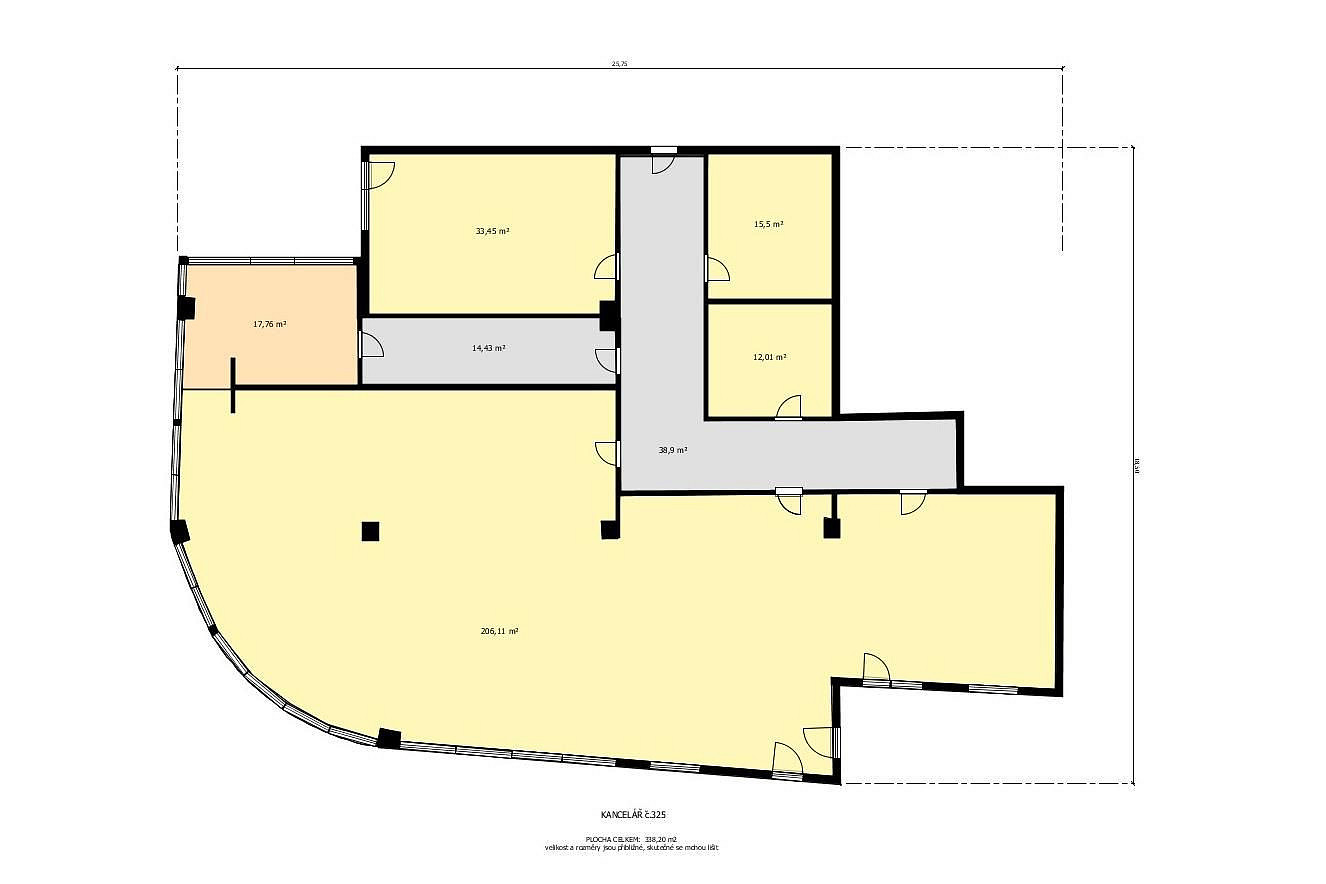 Pronájem kanceláře 338 m² – fotografie 3