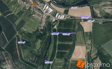 Prodej pole 1 031 m², Podolí, okres Uherské Hradiště