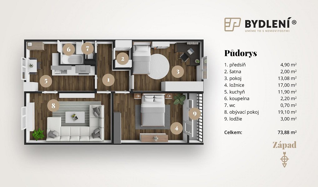Prodej bytu 3+1 74 m², Ústí nad Labem – náhled fotky 3