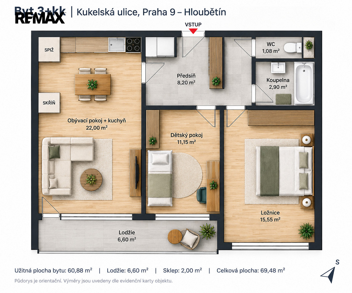 Pronájem bytu 3+kk 61 m² – fotografie 4