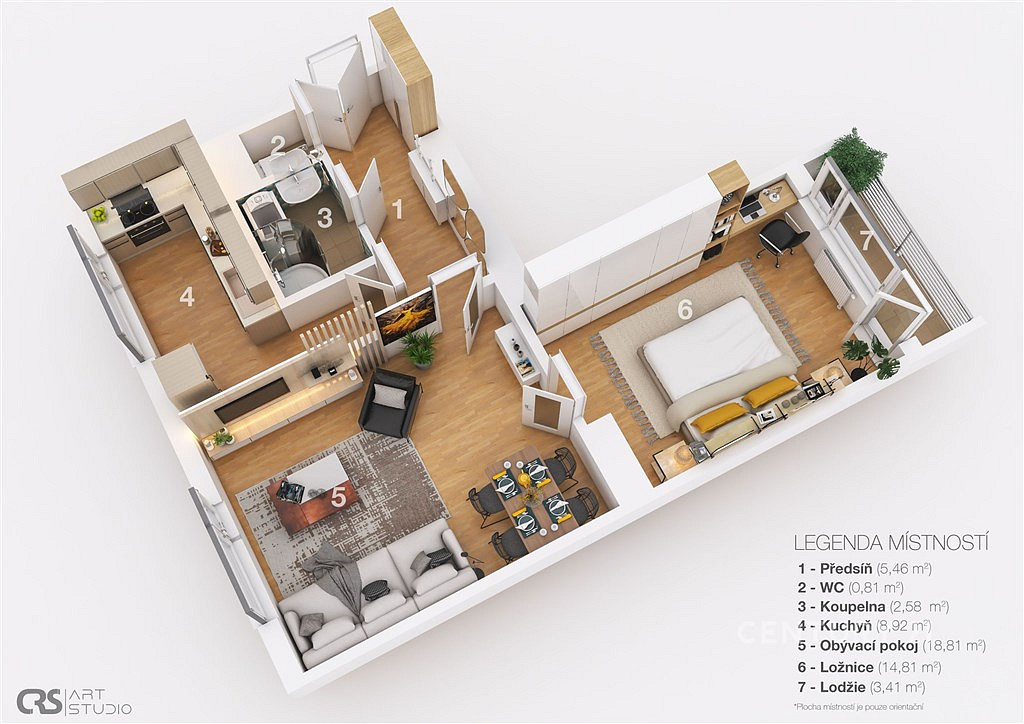 Pronájem bytu 2+1 51 m² — photo 2