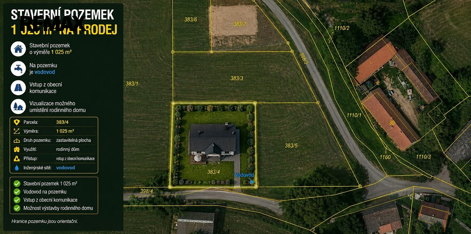 Prodej stavebního pozemku 1 025 m²