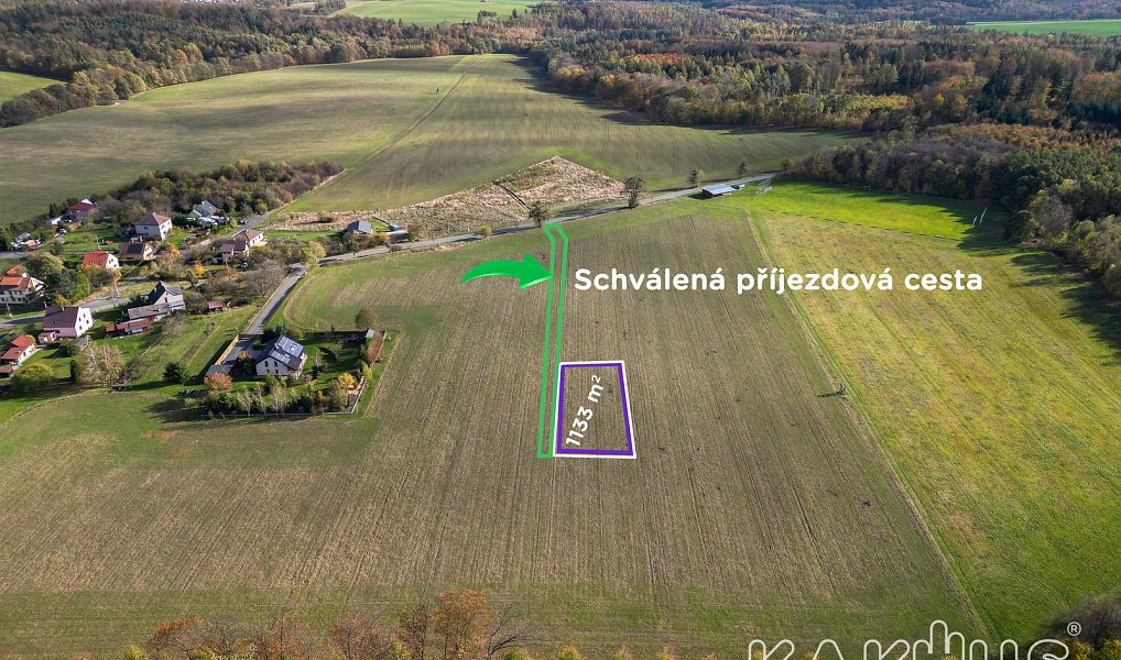 Prodej stavebního pozemku 1 133 m², Kyjovice – náhled fotky 2