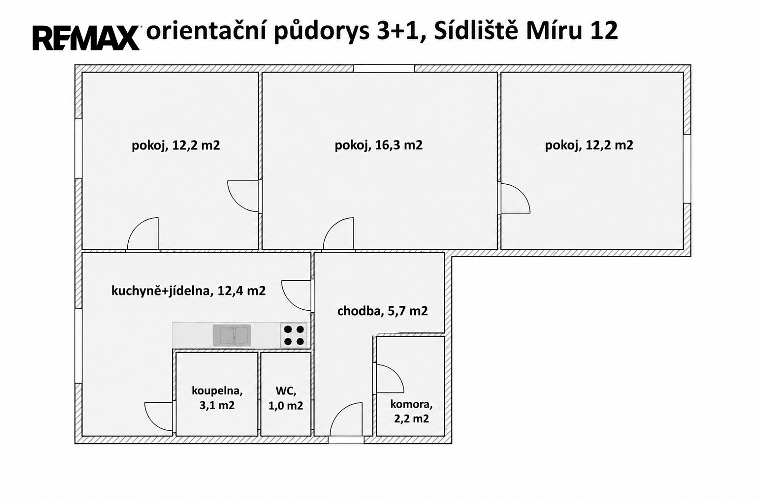 Pronájem bytu 3+1 65 m² – fotografie 3